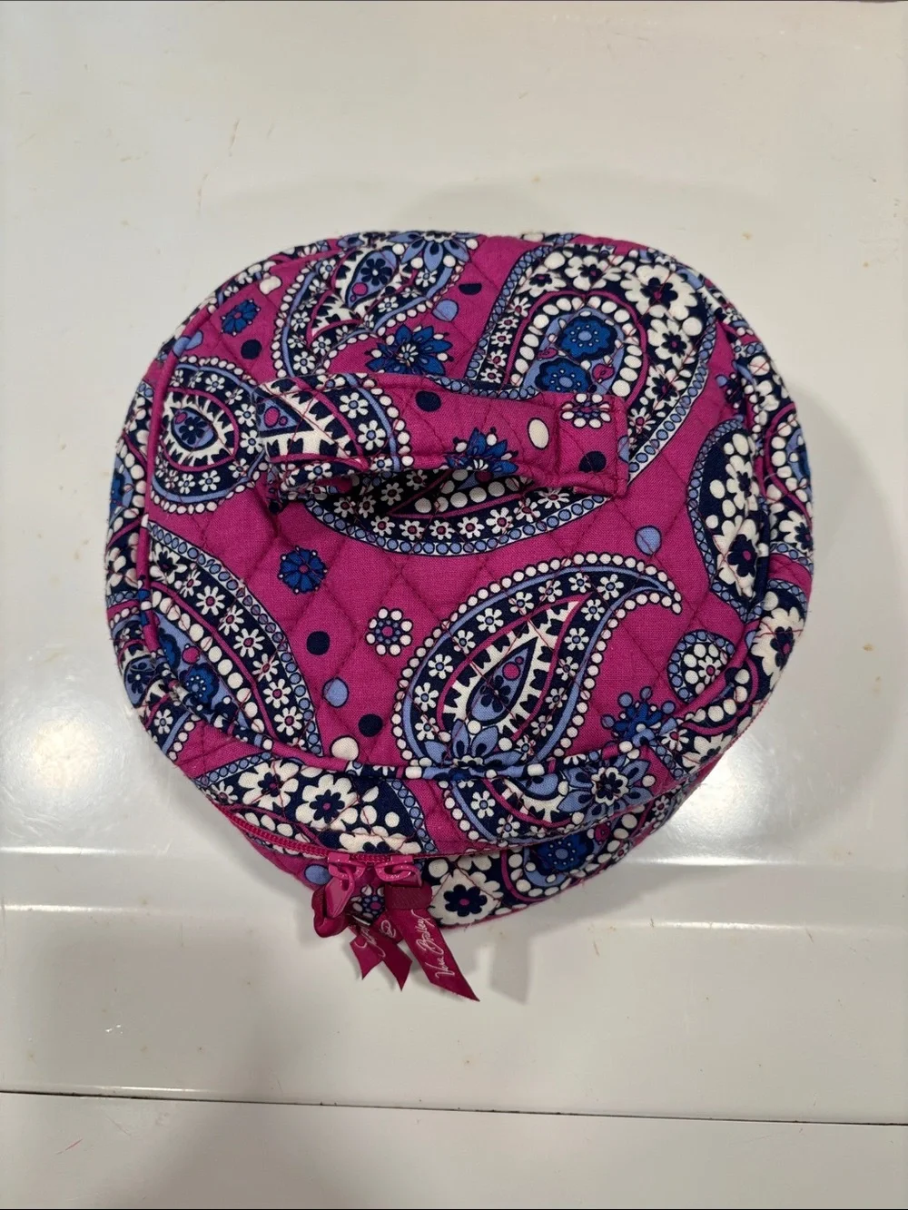 Vera Bradley Round Paisley Travel Cosmetic Case in Boysenberry Print